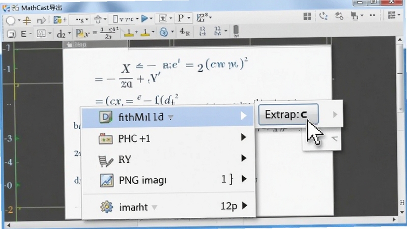MathCast�����˵�չ������ʾ����ΪMathML��PNGͼƬ��ѡ�����Ϊ��ʽ�༭���棬���ָ�򵼳���ť����������������չʾ��ȷ