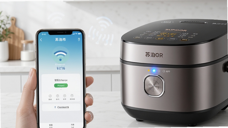 �ղ������ܵ緹�������ֻ�APP������������д���ֻ���Ļ��ʾWi-Fi���ӽ��棬�Ա����ղ����緹��ָʾ�����𣬱���Ϊ���Ĳ�����������������������ͻ�����ܻ�������