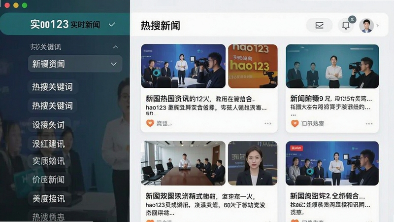 hao123ʵʱ����������Ѷ���չʾ����Ļ���Ϊ���ѹؼ����б����Ҳ�Ϊ����ժҪ��Ƭ���ִ�UI���ɫ����������