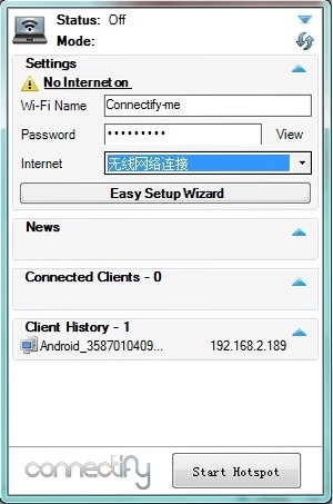 Connectify �ȵ����ý����ͼ