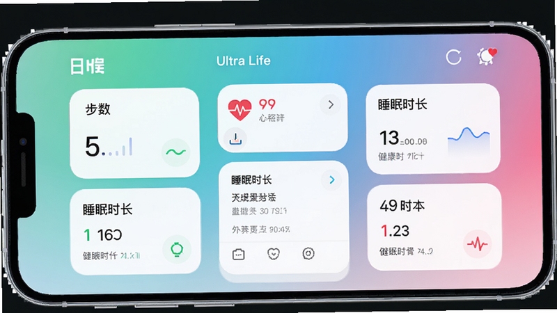 Ultra Life������չʾ��һ���ֻ�Ӧ�ã�����Ļ��ʾ���������Ǳ��̣��������������ʡ�˯��ʱ���ȿ�Ƭ������Ϊ����ɫ�������������ִ���UI��Ƽ�࣬�ֻ����У�����������ϸ�ڷḻ����������չʾ