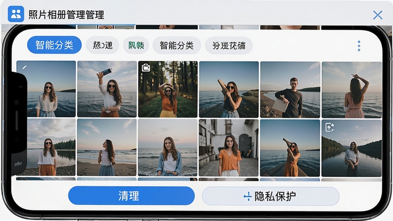 һ�Ÿ����ֻ������ͼ��չʾ��Ƭ�����������������棬�Ϸ�Ϊ���ܷ����ǩ���м�������״��Ƭ����ͼ���У��ײ�����������˽�������ܰ�ť�������������죬����ɫ��������Ϊ����UI����ִ������ã�����������Ƭ�������ɼ�