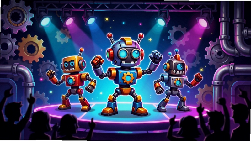 Machine Party ��Ϸ������Ԥ��ͼ��չʾɫ�������Ļ�е��ɫ���޺���̨�����裬�����г��ֺͽ����ܵ�������������ſᣬ������������Ϸ��ɫ����������̨�ƹ�͹��ڼ�Ӱ���ʺ���Ϊ��Ϸ��������