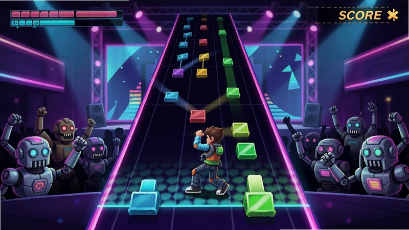Machine Party ��Ϸ�淨ʾ��ͼ��չʾ�������������ɫ����ͬ�����������н����Ч�͵÷�ָʾ���������޺���̨�ͻ����Ļ�е���ڣ����嶯��ʮ��