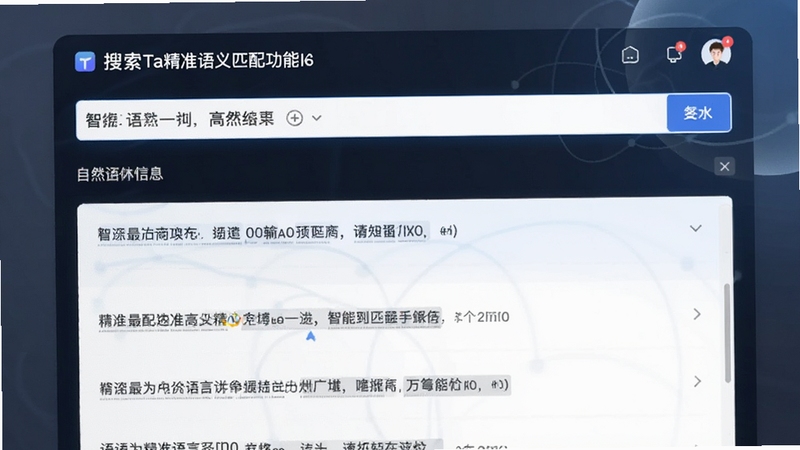 搜搜Ta精准语义匹配功能界面,展示输入自然语言查询后获得精准结果列表,高亮显示关键匹配字段,背景柔和,突出智能感