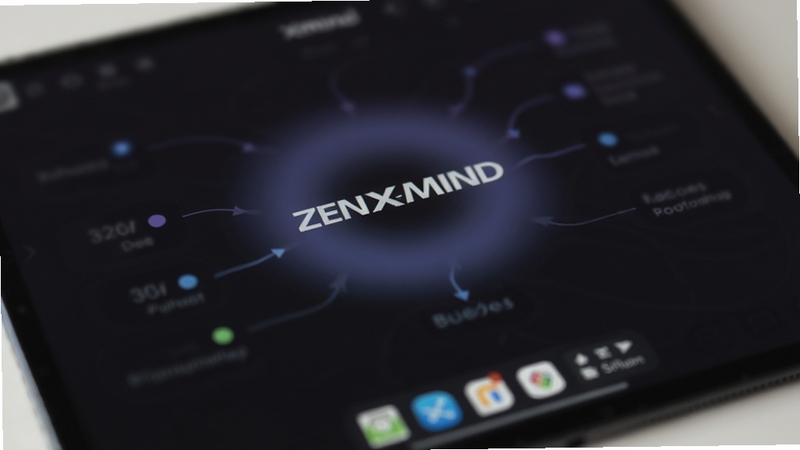 ��д��ͷչʾһ̨ƽ���������Xmind���������ڼ����Zenȫ��רעģʽ����ɫ������ֻ�и����������������͵Ĺ���Ч������Ե��ϸ����黯��������Ļ�·���ʾ���صĹ�����ͼ�꣬Ӫ���һ�ֳ�����רע�����˼���ķ�Χ