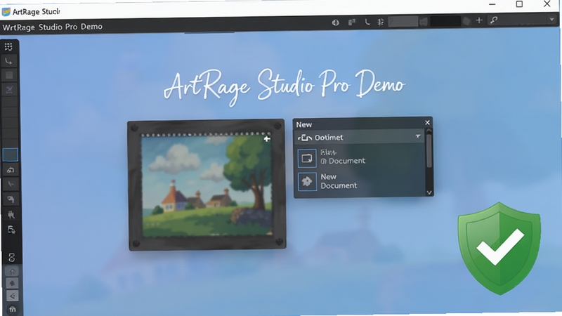 ArtRage Studio Pro Demo ��װ��ɺ���������棬��ʾ��ӭ�������½��ĵ�ѡ�����Ϊ��͵Ľ�����ɫ����������������������˰�ȫ�ɿ����������󣬻������½�����ɫ�Թ�����ͼ�꣬ǿ�����氲ȫ��
