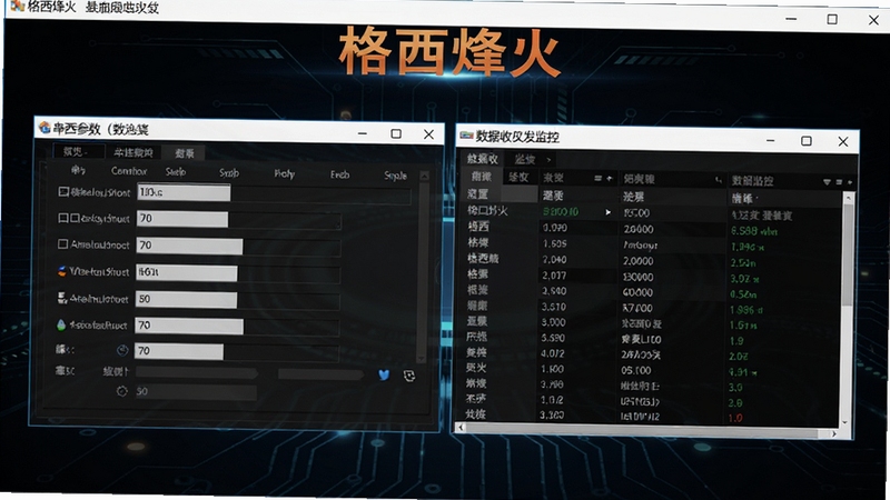 格西烽火软件主界面预览图,展示串口参数配置区域与数据收发监控窗口,背景为深色科技风格,界面布局清晰,突出软件名称格西烽火