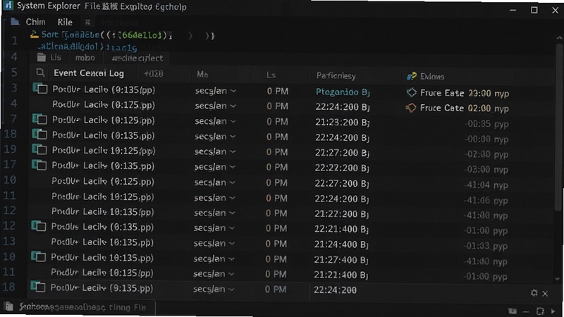 System Explorer 文件监视功能操作示意图,展示文件变更日志列表及进程关联信息,背景为深色代码风格,突出事件记录与时间戳。
