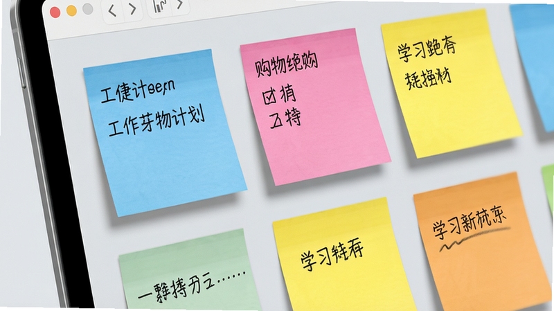 ���������ǩ����������д����Ļ�������Ŷ�����ɫ����ɫ����ɫ����ɫ���ı�ǩֽ��ÿ�ű�ǩֽ��ʾ��ͬ�����������繤���ƻ��������嵥��ѧϰ�ʼǣ���ǩ��Ե��ϸ�����ӰЧ��������Ϊǳ��ɫ������ɾ�������ͻ����ǩ�Ķ���������Ի����ã�дʵ���ϸ��������