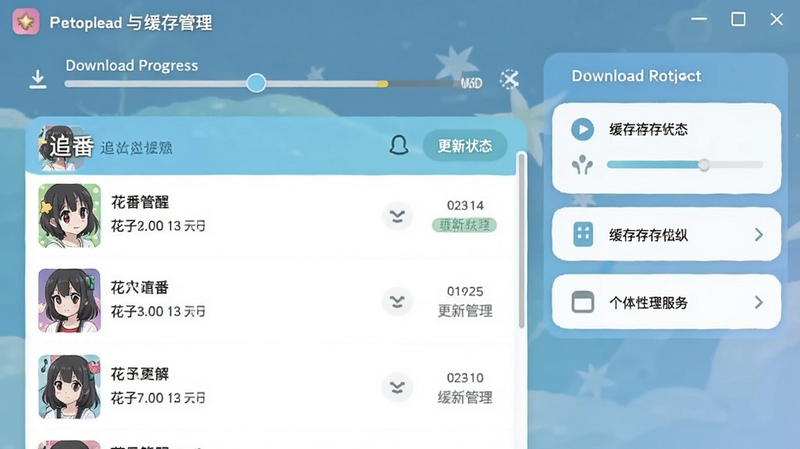 ���Ӷ���׷�������뻺��������棬����չʾ׷���б�������״̬��ǩ�����������ؽ������뻺�����ѡ����������£�ͻ��Ӧ�õĸ��Ի�������