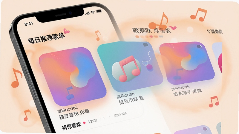 �����ȫ������App���Ի��Ƽ�ҳ�棬�ֻ���Ļ��ʾÿ���Ƽ��赥��Ƭ������Ϊ����ɫ��������ͼ������Ϊ����ɫ��͹��Σ������С�����ϲ����ģ�飬�����ܰ���ã�����Ԫ�ص�׺�������Ʒ����ͼ