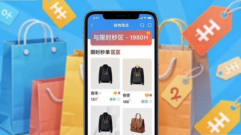�����̳�ʡ���APP������Ԥ��ͼ��չʾ��Ʒ�ٲ�������ʱ��ɱר������������Ϊ�ֻ���Ļ��д������Ϊ�����Ĺ�������ۿ۱�ǩͼ�����������ִ���Լ��ɫ�����죬ͻ��ʡǮ��������