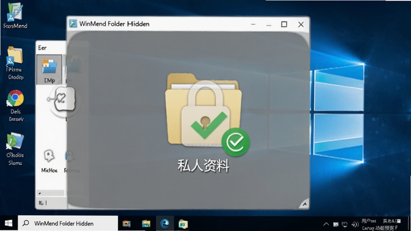 WinMend Folder Hidden ����Ԥ��ͼ��չʾ�û����ڽ���Ϊ��˽�����ϡ����ļ��������������ڣ��ļ���ͼ����а�͸��������ʽ�����������ɫ�Թ�״̬������ΪWindows����