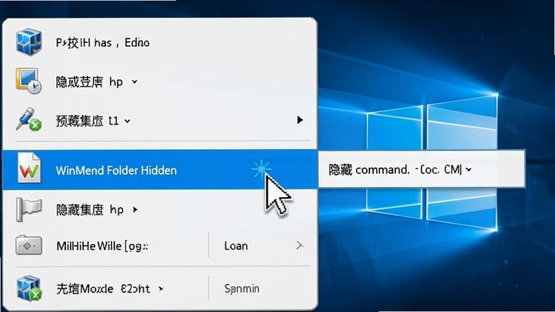 WinMend Folder Hidden �Ҽ��˵�����Ԥ��ͼ�����ָ��ָ���������ͼ����Ҽ��˵����ѡ�е��ļ��Ը�����ɫ������ʾ���Ա�������������ʾ��������ΪWindows10����