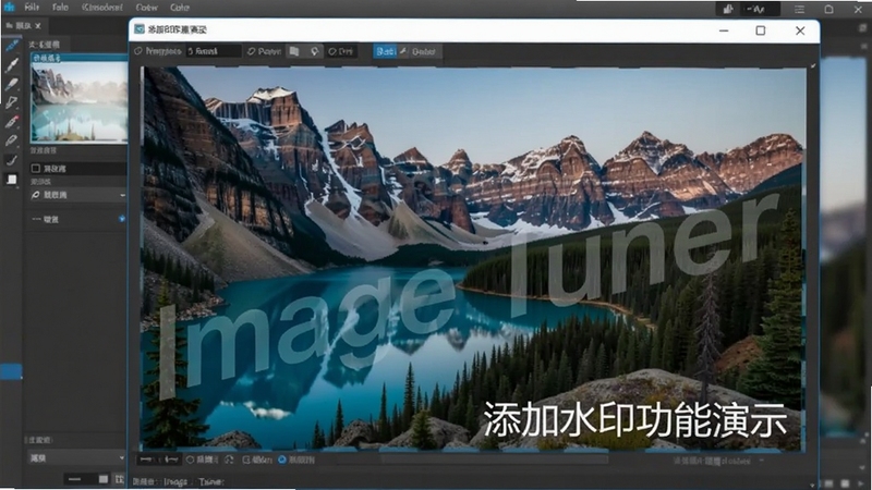 Image Tuner ����ˮӡ������ʾ��һ�ŷ羰ͼƬ�ϵ����˰�͸����Ʒ������ˮӡ��ˮӡλ�����½ǣ�����������ʾˮӡ�༭ѡ�����������Ȼ������Ϊ������������