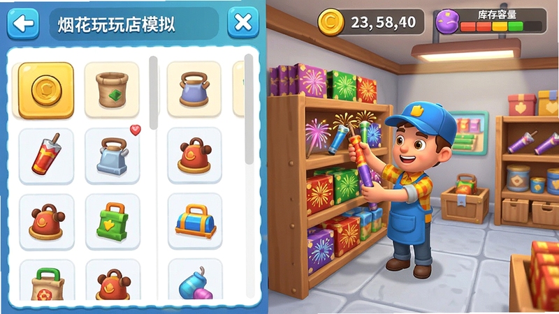 �̻��̵�ģ������Ӫ�淨Ԥ��ͼ��չʾ��Ϸ�ڽ�������������棬�����������Ʒ�б����Ҳ��ǵ��ֿ̲ⳡ����һλ��ͨ�����������������ϵ��̻���UI��Ƽ�����������������������������ʾ������ɫ������Ϸʵ����ͼ���