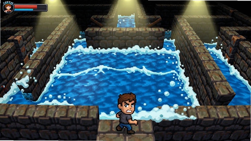 Maze Flood��Ϸ��ͼ��չʾ�Թ�ͨ������ɫ��ˮ�Ӻ�ӿ���ĳ�����ˮ���ж�̬���ƺ���ĭ��Ч��ǰ����һ��վ��ͨ���սǴ���С�˽�ɫ����ͷ������ˮ��������ţ��Թ�ǽ�ڲ����������ƹ�Ӷ������£�Ӫ������ȵ�������Χ