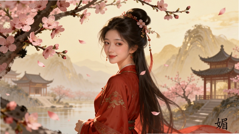 һ�����Ψ���ŷ续����չʾ����ɫ�����������⾳����������һλ����Ů�����һ����»��������������ʵ�ɽˮ¥������ɫ����糺��뵭��Ϊ����������ͣ�ϸ���緢˿�뻨�������ɼ��������沿��д�����������ʣ�����ɾ������֣��ʺ���������Ԥ��ͼ��alt����Ϊ����ɫԤ��ͼ��