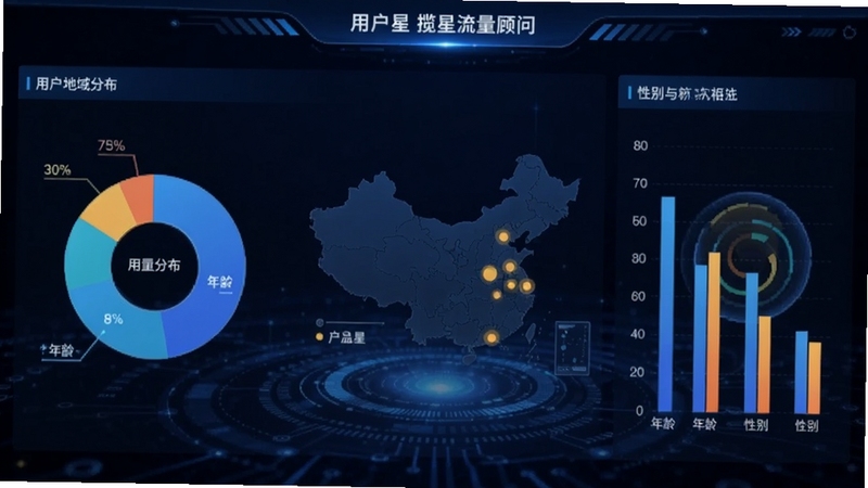 �����������ʵ��û��������ҳ�棬��Բ�α�ͼ�͵�ͼ��ʽչʾ�û�����ֲ����Ա����������Ա�����ͼ������Ϊ����ɫ�Ƽ��з��ͻ�������ݷ���������