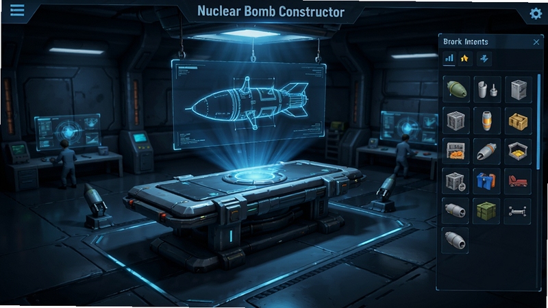 Nuclear Bomb Constructor ������Ԥ��ͼ��չʾ�˵����쳵��ȫ��������һ̨����װ��̨���Ϸ����ҿɽ�����ȫϢͶӰʾ��ͼ������Ϊ��ɫʵ���һ������Ҳ��в�������б������廭�����ɫ�������������Ƽ���ʮ�㣬����UI�������ʺ���Ϊ��Ϸ�������Ӿ�