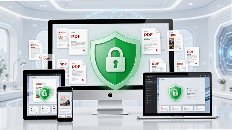 չʾ����PDF�Ķ����ڶ����豸��̨ʽ�����ʼǱ���ƽ�塢�ֻ��������еĳ�������������Ϊһ��������ɫ��ȫ����ͼ�꣬��Χ�����Ÿ���PDF�ĵ�����ͼ������Ϊ�����ɾ��ĿƼ��л�����ǿ�������İ�ȫ�ɿ����ƽ̨һ���ԡ�