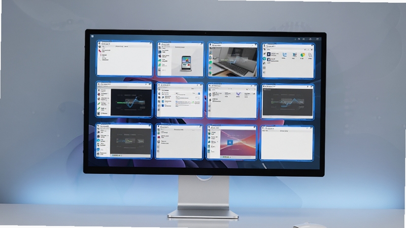 WindowManager ����������Ԥ��ͼ��չʾһ������ĵ������棬��Ļ�϶��Ӧ�ó��򴰿ڱ��Զ����г�����״���֣�ÿ�����ڱ�Ե�и�����ɫ�߿򣬱���Ϊ��͵Ľ������ɫ��������������һ̨�ִ���Լ������ʾ������Ļ���������ɼ���������רҵ�Ҹ��пƼ��У�ͻ�����ڹ������������Ч