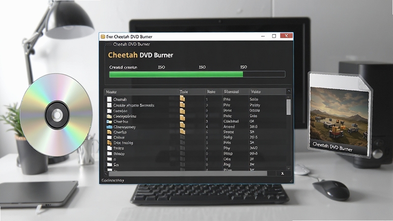չʾCheetah DVD Burner��������ISO�����ļ������Ĺ��̣������������������ڣ�������ʾ�����ڴ�������Ľ��������ļ��б��������Ա������Ź��̺;����ļ���3Dģ�ͣ�����Ϊ�ִ��еĹ������档