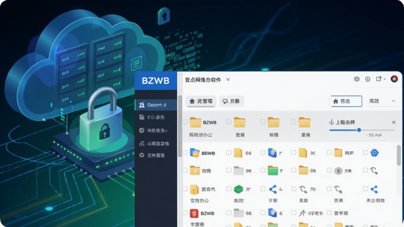 �������ֻ�ͼ��ǰ����BZWB����칫�������ļ��������棬չʾ�ļ��б����ļ���ͼ�����ϴ�������������Ϊ�ƶ˷�������������ĳ����Ӿ�Ԫ�أ���������ɫ����ɫΪ��ɫ�����������ݴ���İ�ȫ���ЧЭ����