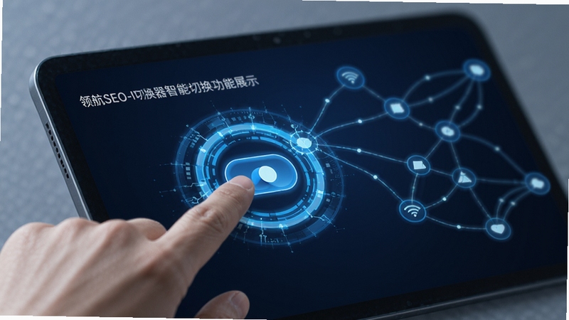 �캽SEO-IP�л��������л�����չʾ��������һֻ�ֵ����Ļ�ϵ��л���ť����ť��Χ����ɫ��Ȧ��Ч������Ϊ�������ڵ����ӵ�����ͼ��������ֿƼ���������