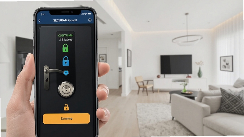 SECURAM Guard Ӧ�ý���չʾ��������Զ�̿��ƹ��ܣ��ֻ���Ļ��ʾ����״̬�뿪����ť������Ϊ�ִ��Ҿӻ�����������������