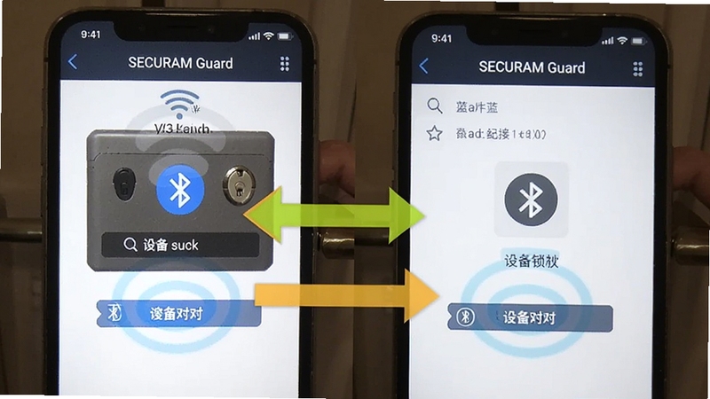 SECURAM Guard �ֻ��������������������ͼ��չʾ�����������豸��Խ��棬�������������ͷ��ע