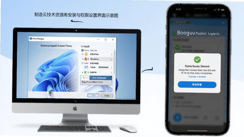 �����Ƽ�����Դ�ⰲװ��Ȩ�����ý���ʾ��ͼ������չʾ���Զ˺��ƶ���˫���Աȣ����ΪWindows��װ�򵼴��ڣ��Ҳ�Ϊ�ֻ�Ȩ����Ȩ����������Ϊ��͵����׽��䣬��ע�ؼ��������裬����Booguģ������