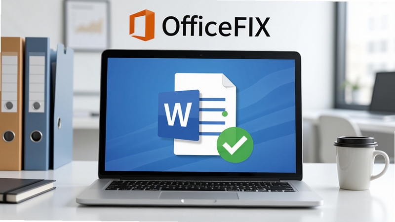 ��������OfficeFIX������������һ̨�򿪵ıʼǱ����ԣ���Ļ����ʾ�Ŵ�����ɫ�޸���ѡ��ǵ�Word�ĵ�ͼ�꣬����Ϊ������ִ��칫���棬���ļ��кͿ��ȱ�������ɫ������רҵ��ͻ�������޸���칫Ч�����⣬����дʵ���