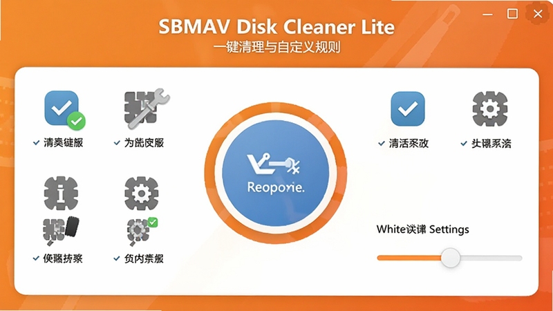 SBMAV Disk Cleaner Lite һ���������Զ��������棬��������Ϊ��Ŀ��Բ��������ť����Χ���ƿɹ�ѡ�ķ���ͼ������������û��飬����Ϊ�����ɫ���ɫ��ͻ����������������ƣ����� Boogu ģ������