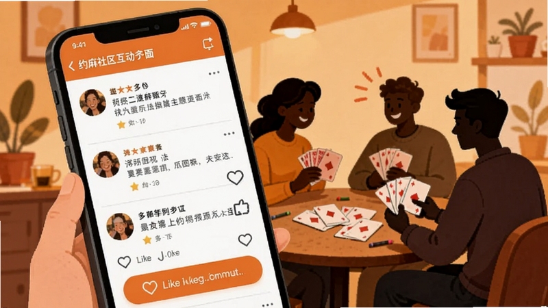 Լ�������������棬��������Ϊ�ֻ���Ļ��ʾ��̬��Ϣ����������۰�ť������Ϊůɫϵ�罻�����廭�������ӰΧ�����ƣ���Χ������Ǣ