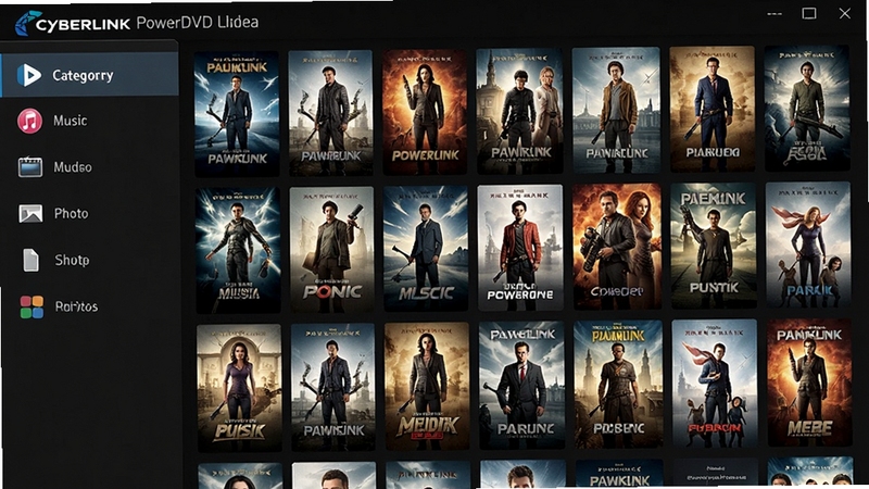CyberLink PowerDVDý�������ͼ��չʾ�������еĵ�Ӱ����ǽ������Ƿ��ർ������������Ƶ�����֡���Ƭ�ȱ�ǩ����������ִ���࣬ͻ��ǿ���ý���������