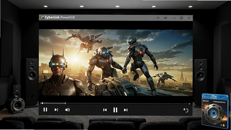 һ��չʾCyberLink PowerDVD���������ȫ��ͼ�������������������Ŵ��ڣ����ڲ���һ���ƻõ�Ӱ������ɫ�����ޣ���������ɫϵ�ļ�ͥӰԺ�������л��������������̺У�������רҵ�Ҹ��пƼ���