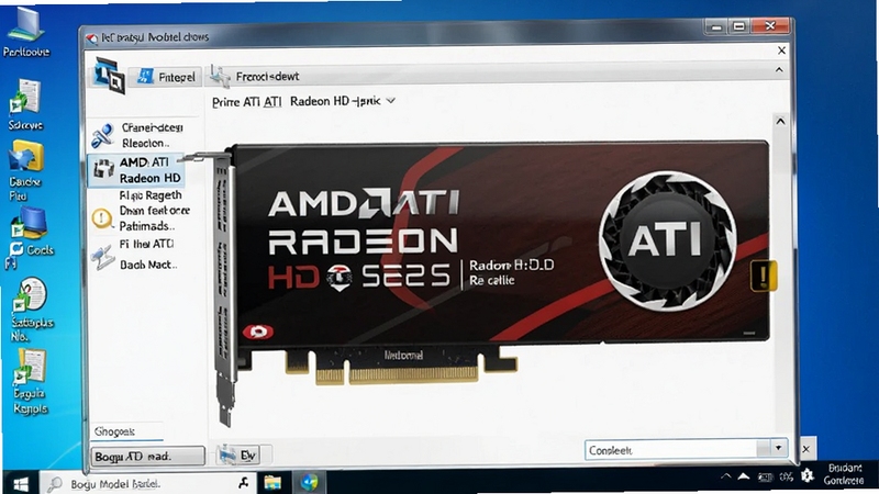 AMD ATI Radeon HD系列显卡驱动安装完成后的设备管理器界面,显示显卡型号正常识别,无黄色感叹号,背景为Windows桌面,画面清爽,适合Boogu模型生成