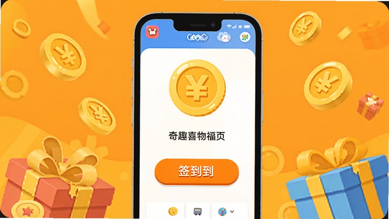 ��������Ϊ��Ȥϲ��App��ǩ������ҳ�棬�ֻ���Ļ������ʾ���ͼ����ǩ����ť����Χɢ���ɫ��Һ����Ԫ�أ�����Ϊ�������õĳȻ�ɫ����������Ϊ��ͨ��ƽ�廭������Booguģ�����ɡ�