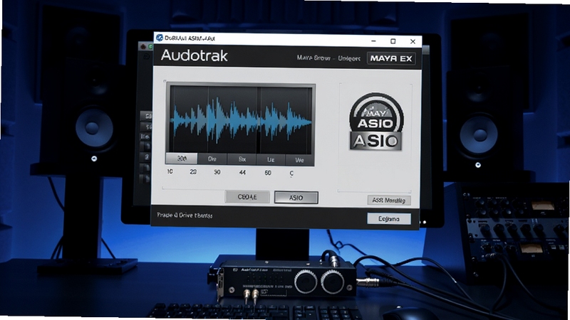 һ��չʾAudiotrak MAYA EX����ASIO������װ����ĿƼ����ͼƬ����������Ϊ������Ļ����ʾ��������װ�򵼴��ڣ������ڴ�����Ƶ����ͼ���ASIO��־����������Ϊ����ɫ����רҵ¼���ﻷ��������Ӳ�������������������Ÿ�����Ƶ���£������Χרҵ�Ҹ��пƼ���