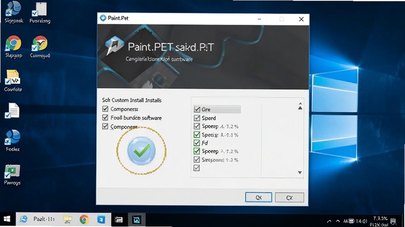 Paint.NET ��װ�򵼽����ͼ����ʾ�Զ��尲װѡ���������ѡ״̬������ΪWindowsϵͳ���棬����ͻ����װ�����еĹؼ�ѡ���裬�����û��ܿ���������