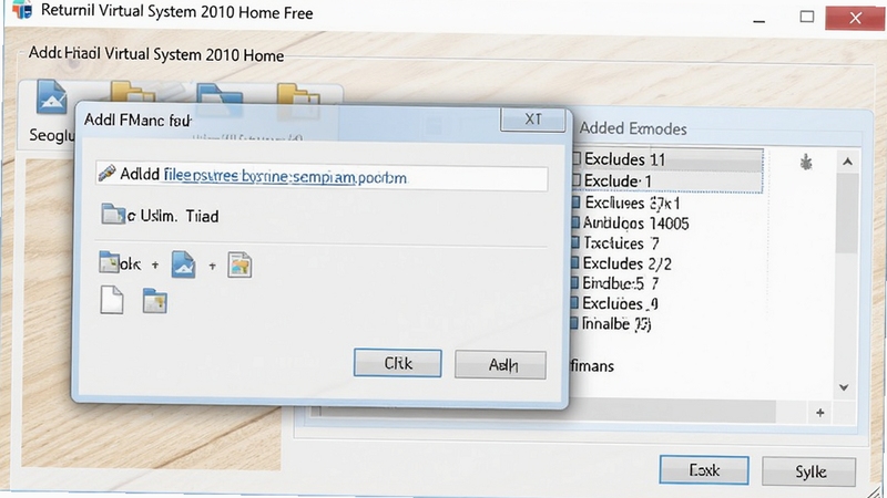 Returnil Virtual System 2010 Home Free �ų��б����ý��棬����չʾ�����ļ���·���ĶԻ���������ӵ��ų����б�������Ϊǳɫľ����������������Ԫ�������ɱ棬����Booguģ������