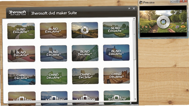 3herosoft dvd maker suite �˵�ģ��ѡ����棬��������λ������ƫ����ʾ����ɫ�˵�����ͼ������Ϊǳɫľ�����棬���Ͻ���Ԥ�����ڣ���������ܰʵ��