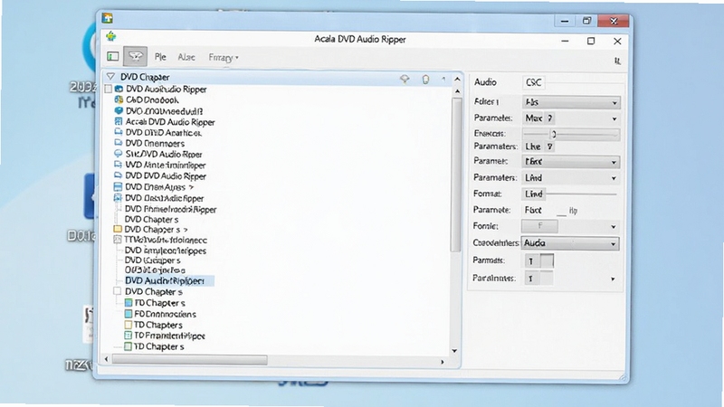 һ��չʾAcala DVD Audio Ripper�����������ȫ��ͼ�����������������������ڣ����ΪDVD�½��б����Ҳ�Ϊ��Ƶ��ʽ�����������壬�����Ϸ�������������ʾ�������ƣ�����Ϊ��͵�ǳ��ɫ�������滷����������ɾ����࣬�ʺ���������վչʾ