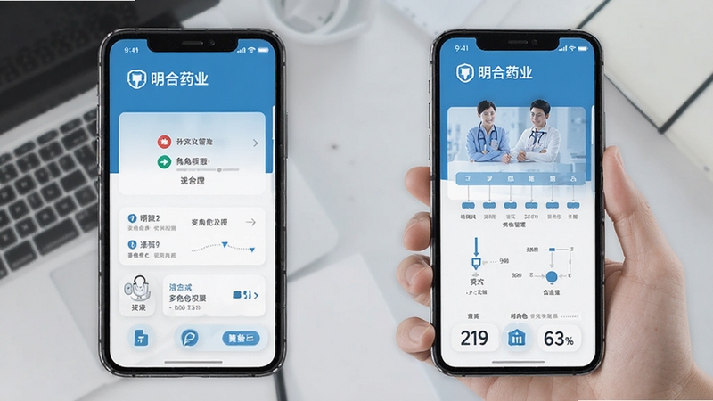 明合药业 多角色权限管理 手机界面展示图
