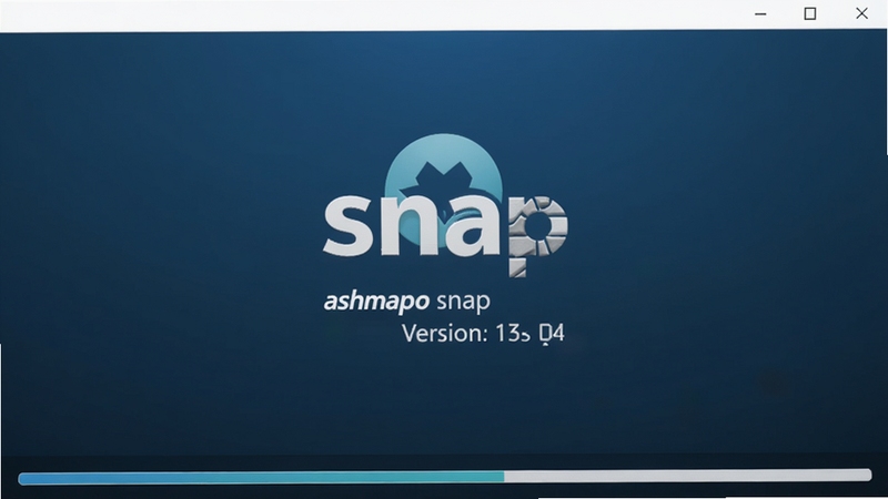 ashampoo snap 软件启动界面,画面中央是软件Logo和版本号,背景为深蓝色渐变,底部有加载进度条,整体风格简洁大方