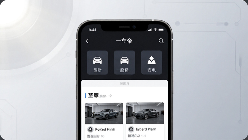 һ��������������ȫòչʾ����������Ϊ�ֻ���Ļ��д����Ļ����ʾһ����APP��ҳ�����������������ͼ���븽���ŵ��Ƽ��б�������Ϊǳ��ɫ����Ƽ�������Ͻ�����͹�Ч�����幹ͼ������죬ͻ���ƶ���Ӧ�õĺ��Ĺ�������