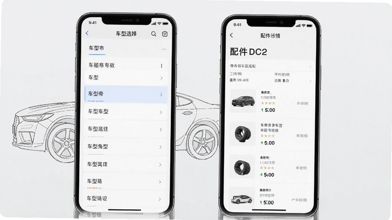 һ���۶೵�������������ѯ���棬����Ϊ�ֻ���Ļ��ʾ����ѡ���б����������ҳ����Ļ�������������߸�װ�Σ�����Ϊǳ��ɫ������ͻ�����������������Ϣչʾ