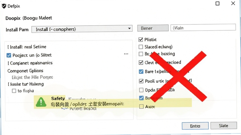 Defpix ������װ�򵼽����ͼ����ʾ��װ·��ѡ��������ѡҳ�棬��������ѡ���ɫ��ű��ȡ��������������������Ϊ��ɫ��ͻ����ȫ��װ��ʾ������ Boogu ģ������